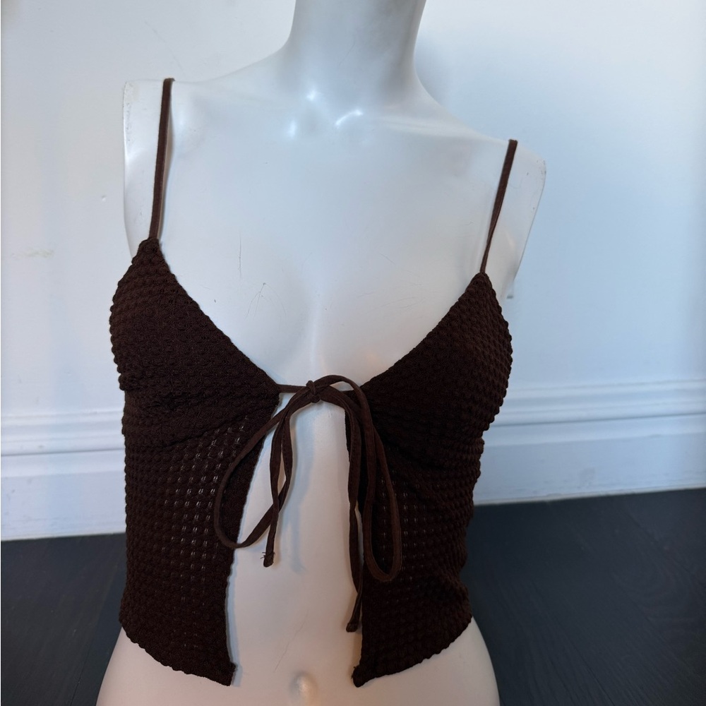 H&M Brown Knit Tie-Front Tank Top